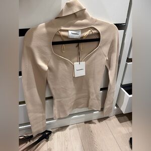 Nanushka Taupe Cutout Knit Top